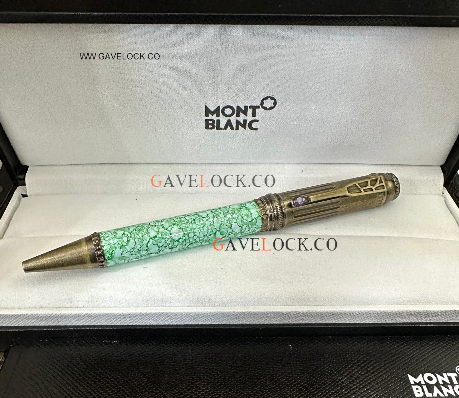 Vintage Copy Montblanc Scipione Borghese Ballpoint Green/Gold